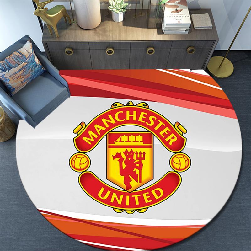 Man Utd Round Area Rug,Carpet Rug for Living Room Bedroom Sofa Playroom Decor,Non-slip Floor Mat
