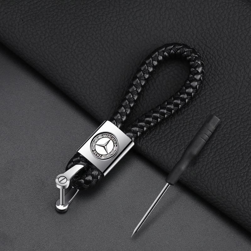 Leather Key Chain Car Keyring Pendant Keychain Car Accessories For Mercedes Benz AMG W246 W212 W204 C117 X156 A B C E Ml Gl Cla Gla Glk Sl Slk Class