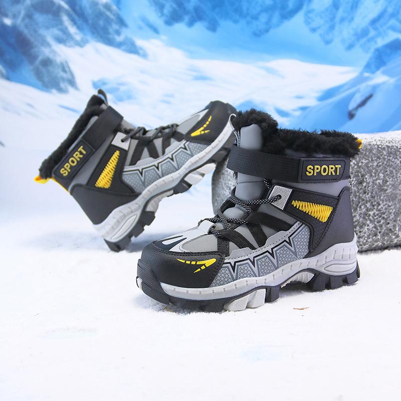 Boy's Winter Snow Boots with Plush Insulation Anti Slip Outdoor Sports Snow Boots