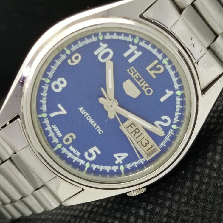 

USED VINTAGE SEIKO 5 AUTOMATIC 7009A JAPAN MENS D/D BLUE WATCH 608e-a315957-9 SKU608e-a315957