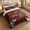 Christmas Theme Personalized 3Pcs Bedding Set Custom Text & Name 1 Sheet 2 Pillowcases Household Bedding 1pc