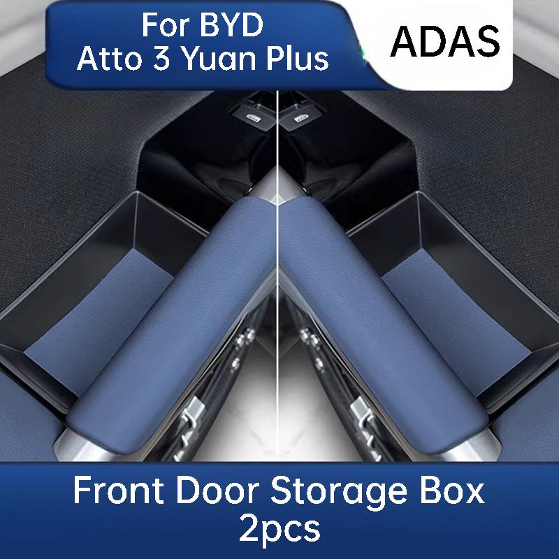For BYD Atto 3 Yuan Plus ADAS Smart Driving Edition Car Door Handle Storage Box Leather Organizer Tray Interior Accessories