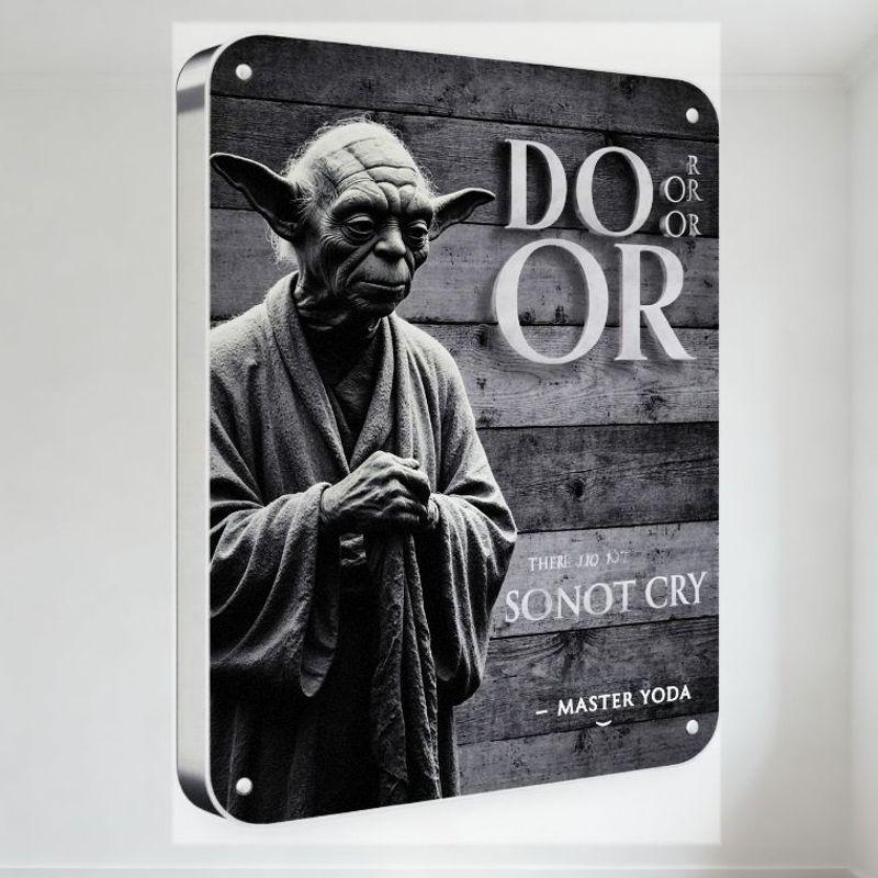 

Star Wars Master Yoda Black & White Metal Tin Sign, Vintage Wooden Texture Plaque with DOOR Text for Home/Bar/Cafe Man Cave De 20x30cm（7.8x11.8inch）