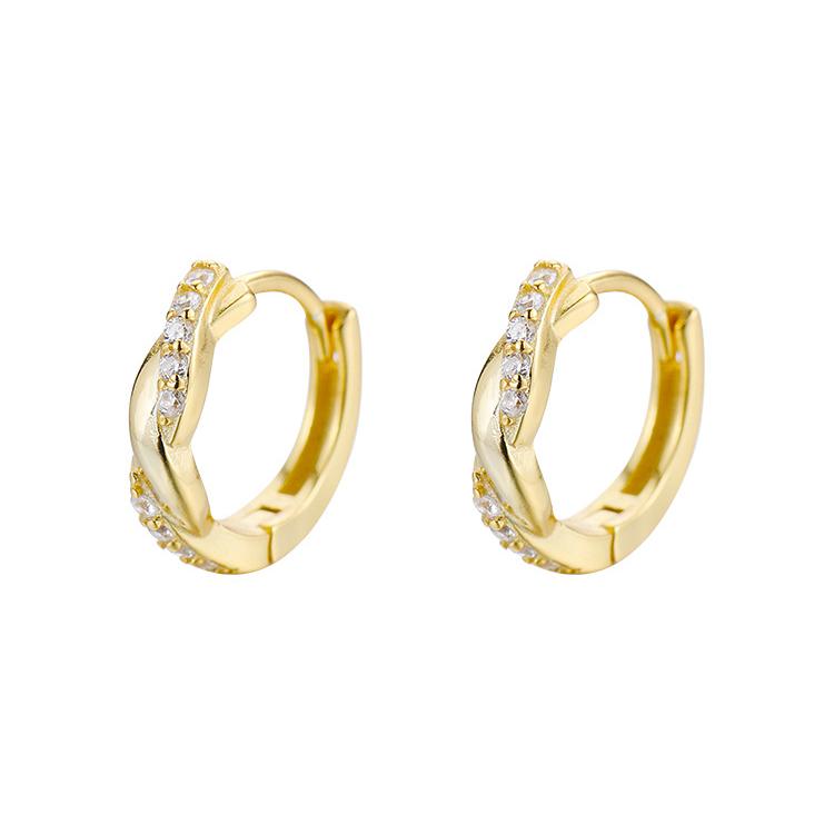 925 Silver Hoop Earrings Temperament Simple Round Zircon for Women Wedding Jewelry Accessories