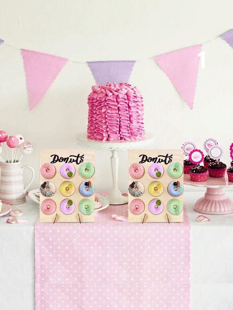 Hölzerner Donut-Ständer Hochzeitsdekoration Wand Dessert Donut Tischhalter Hochzeitsbedarf Kinder Mädchen Geburtstagsparty Babyparty