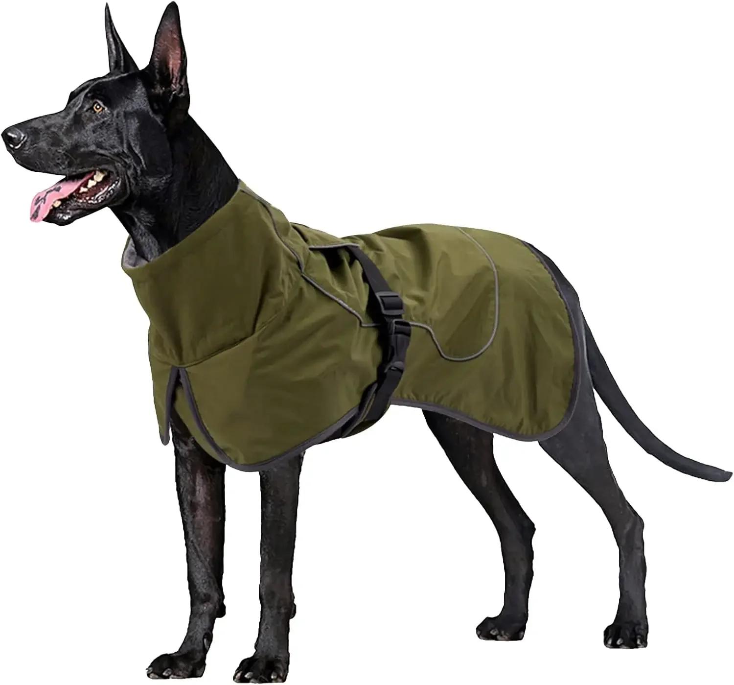 

ATUBAN Dog Jacket Waterproof Dog Raincoat Cold Weather Reflective Jacket with Soft Fleece Lining Warm Outerwear for Pet Outdoors XS зелёный
