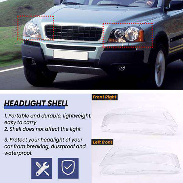 1 Pair Transparent PC Material Left Front Car Headlight Cover for VW