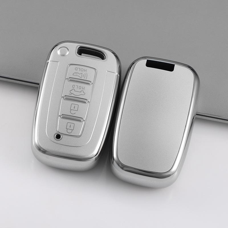 Hyundai Tucson L Quicksand Silver 4-Button Key Case - Korean Car Interior Protective Shell