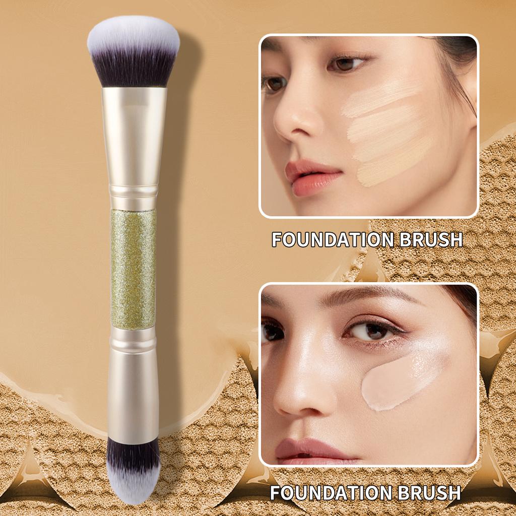 1PCS Double-Ended Foundation And Contour Brush Set Soft Synthetic Bristles for Powder Buffer Blending Duo Face Brushes