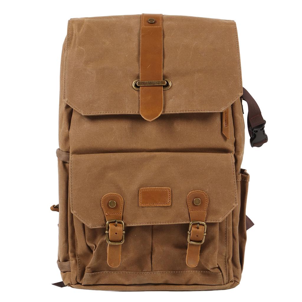 Camera Backpack Khaki Canvas and Oxford High Capacity Adjustable Waterproof Photography Backpack