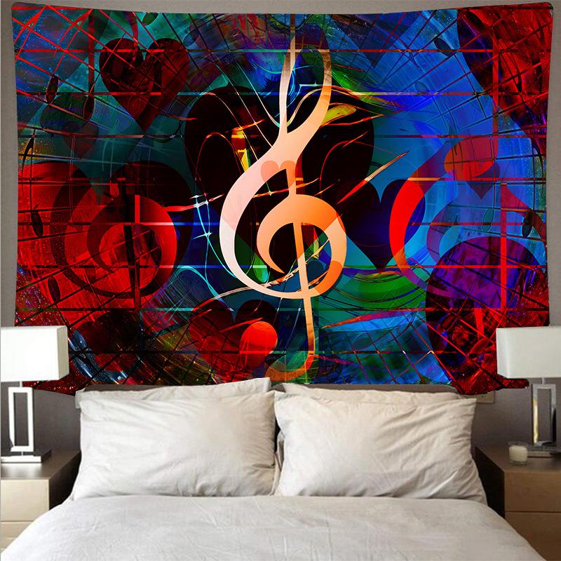 Nordic Musical Note Tapestry Colorful Background Cloth Art Home Bedroom Decor Hanging Cloth Digital Printing Mural Tapestries
