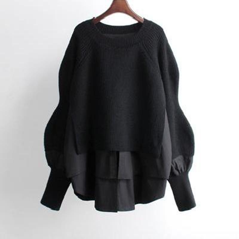 2025 European Autumn/Winter Patchwork Sweater: Chic Two-Piece Style Women's Knitwear