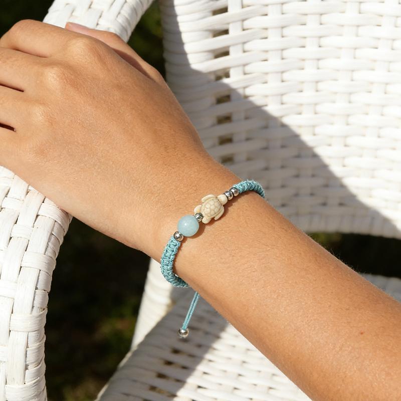 WTEMPO Women's Woven Random Bracelets Summer Beach Style Bracelets Shell and Starfish Layered Bracelets for Women Adjustable Blue Ocean Bracelets