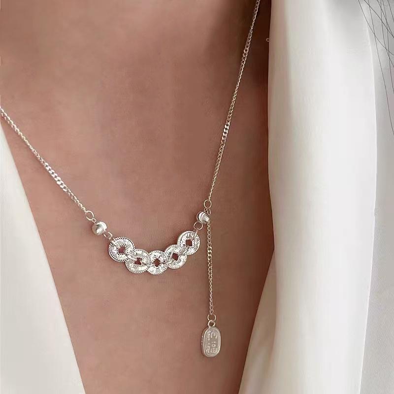Elegante Damen S925 Sterlingsilber Perlenanhänger Halskette - Leichte Luxus Schlüsselbeinkette