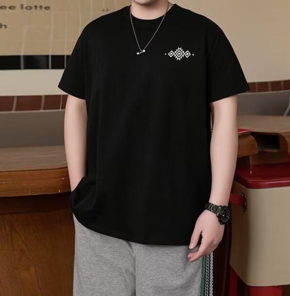 Loose Men's Short Sleeve T Shirt Ethnic Printed Fashion Simple Embroidery Short Sleeve Top Cotton Comfortable Lightweight