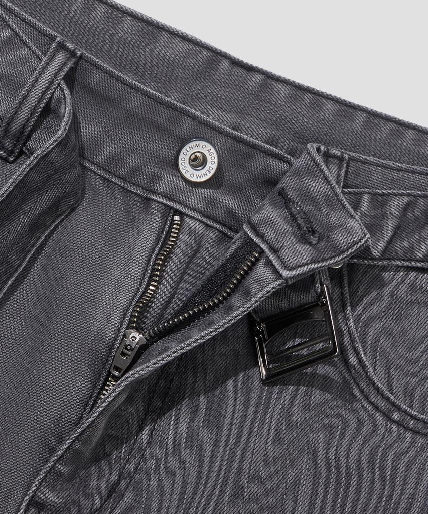 AGOD Belted Incision Cotton Bermuda Pants [Charcoal]