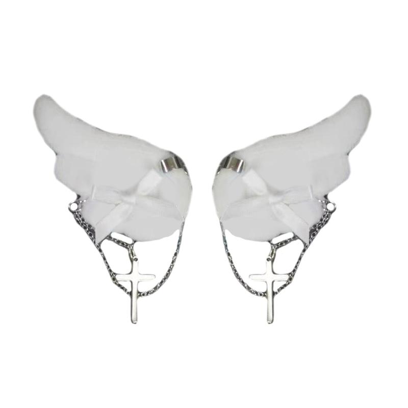 Plush Angel Wing Side Clip Teens Girl Y2K Hair Styling Clip Cool Girl Headdress