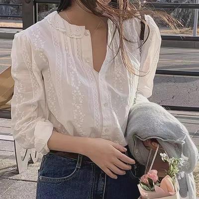 Koreansk Stil Smal Puffermet Blonse Topp