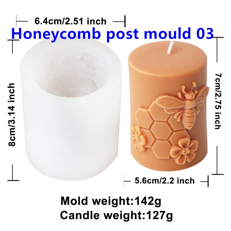 3D Relievo Flower Bee Honeycomb Cylindrical Candle Mold DIY Aromatherapy Soap Gypsum Silicone Mould Craft Gift Home Decor