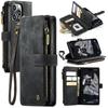 Lanyard Leather Wallet Card Phone Case For iPhone 18 Pro Max 17 Air 17E 16 Plus 16E 15 14 12 13 11 XS XR X Zip Flip Stand Cover