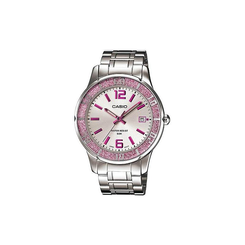 

Casio 50 meters waterproof quartz movement stainless steel strap Japanese and Korean watch women s watch pink dial LTP-1359D-4AV розовый