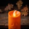 Halloween Pumpkin Candle Holder with Flickering LED Light for Bar Party Decor