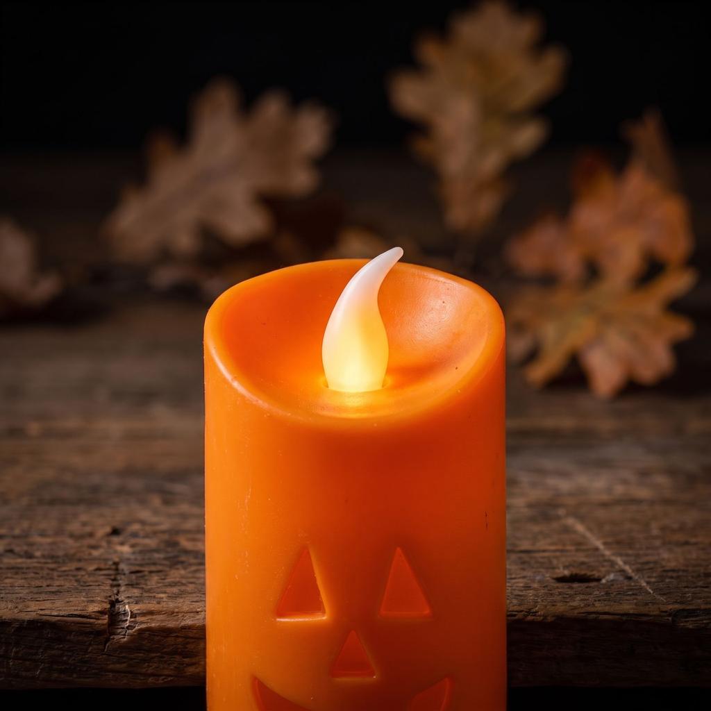 Halloween Pumpkin Candle Holder with Flickering LED Light for Bar Party Decor