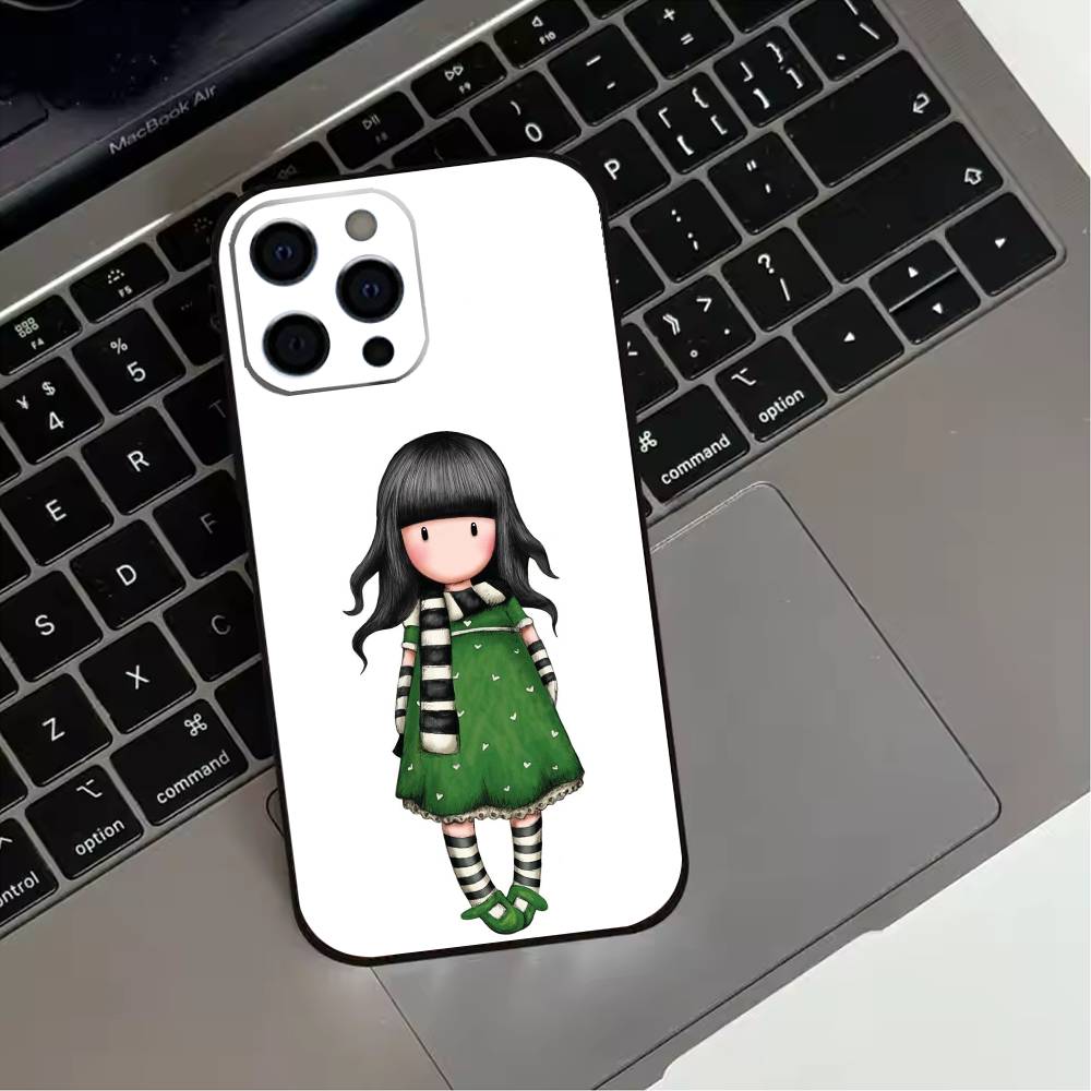 Lovely Santoro G-Gorjuss Series Phone Case For iPhone 17,16,15,14,13,12,11 Plus,Pro Max,XS,Soft Silicone Black Cover