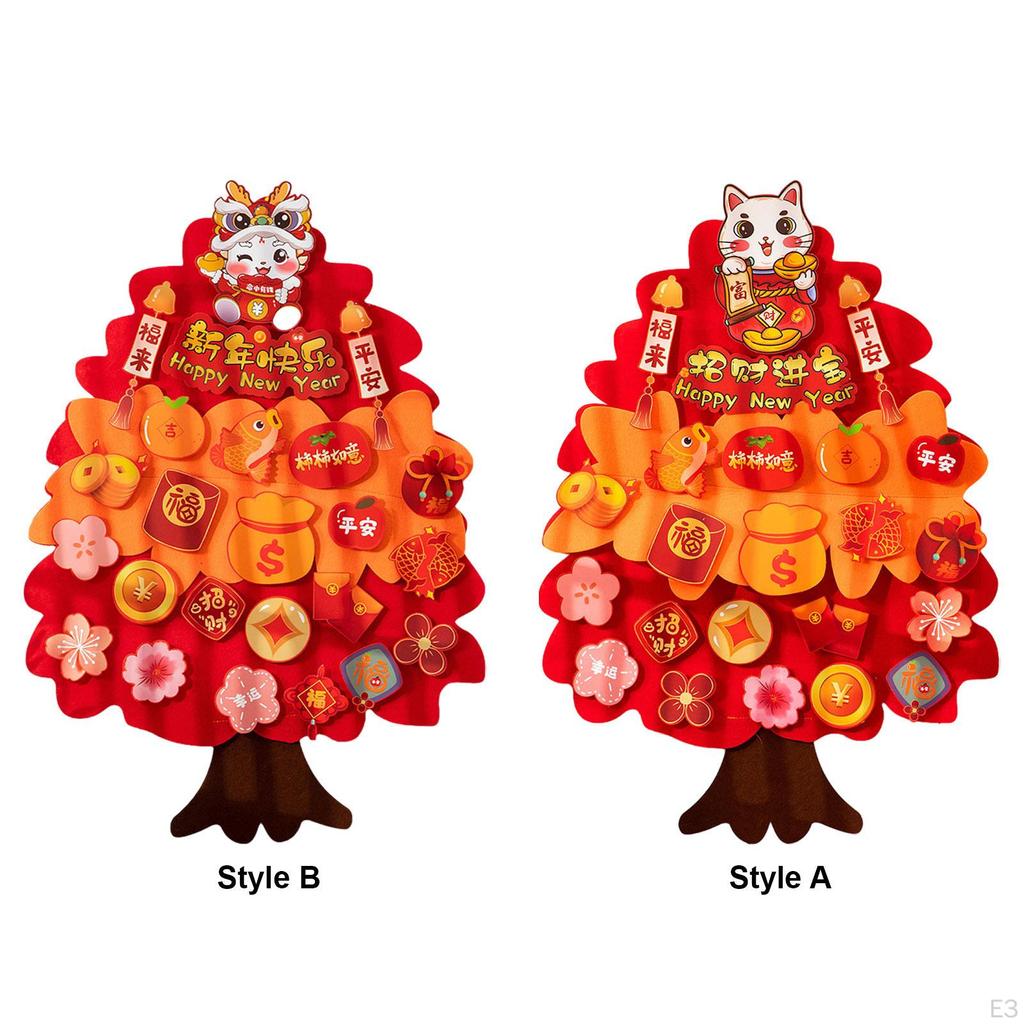 Chinese Year Hanging Lucky Tree Desktop Ornament with Light Oriental Wealth for Holiday