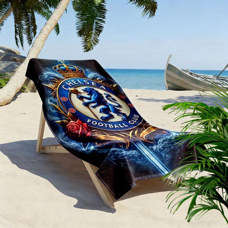 Chelsea FC Logo Aufdruck Strandtuch, Großes Weiches Schnelltrocknendes Handtuch für Strand Camping Schwimmen