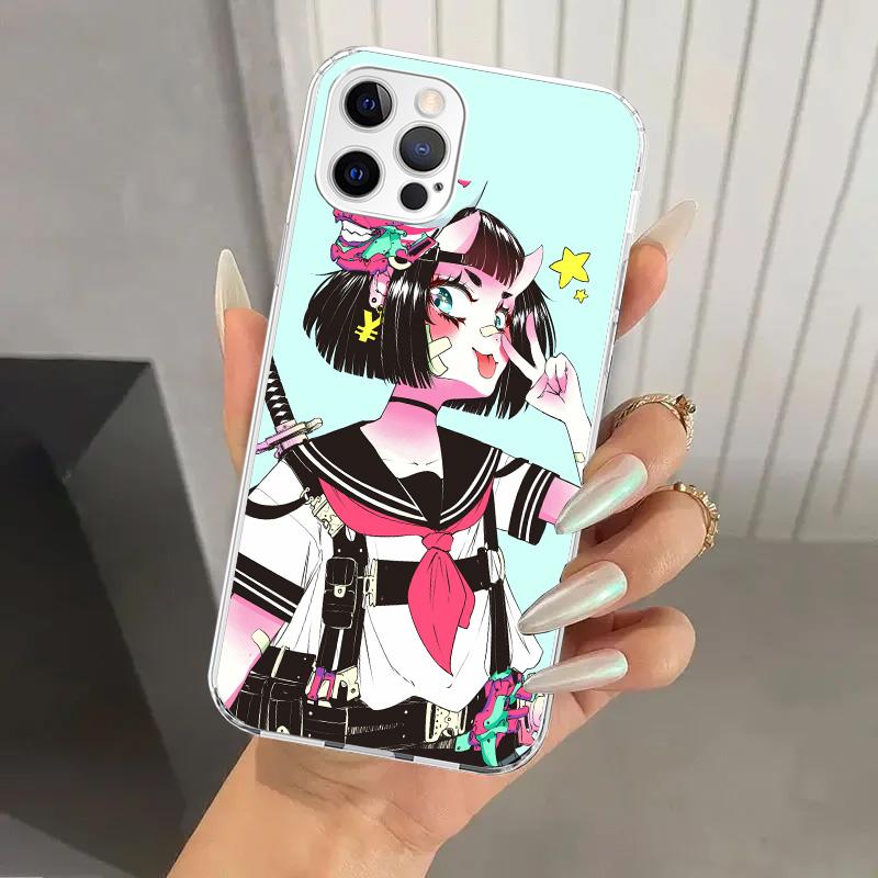 Japanese Style Anime Girl Phone Case for Iphone 17 Air 16 15 Plus 14 13 Mini 12 11 Pro Max 16E 7 8 SE 2020 Soft Funda Print Shel