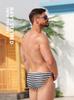 Men's Striped Triangle Swim Trunks - Fashionable Adult Swimsuit S3925