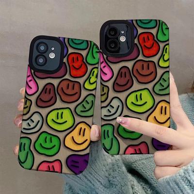 Cute Smiley Face Phone Case For Iphone 13 Pro Max 14 Plus 7 8 Se 2 Se3 Camera Protect Shockproof Cover For Iphone 11 12 Xr Xs X