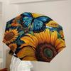1pc Butterfly Sunflowers Garden Artwork Umbrella with Plastic Handle,Suitable for All Seasons Home Travel Outdoor UmbrellaDD165