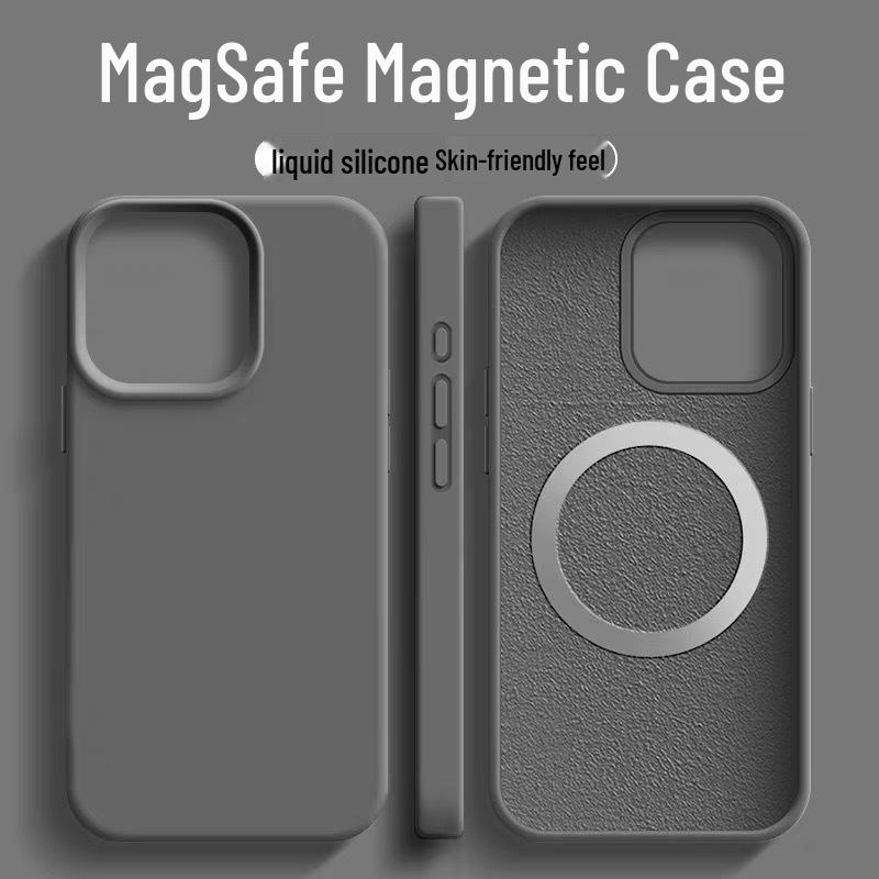 Kryt z tekutého silikonu pro iPhone 17 Pro Max s velkým otvorem a neviditelným magnetickým nabíjením - Kompatibilní s Apple 16, Odolný proti pádu, Nový.