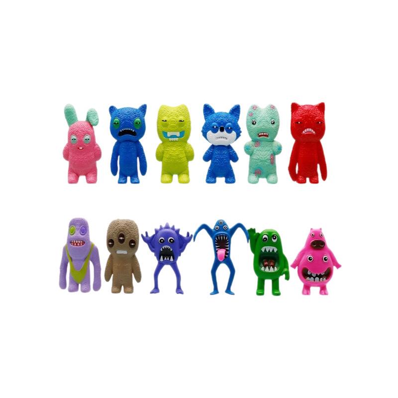 12 Styles Cute Ugly Monster Figurines – Creative Cartoon Dolls for Claw Machines