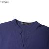 ZANZEA Women Casual V-Neck Solid Color Loose 3/4 Sleeve Blouse