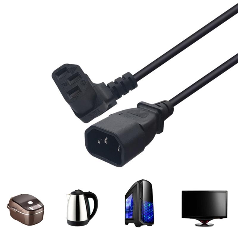 Short IEC320 C14 To IEC320 C13 Power Cord Male To Female Right Angled Extension Line for Monitors, Computer, Projectors
