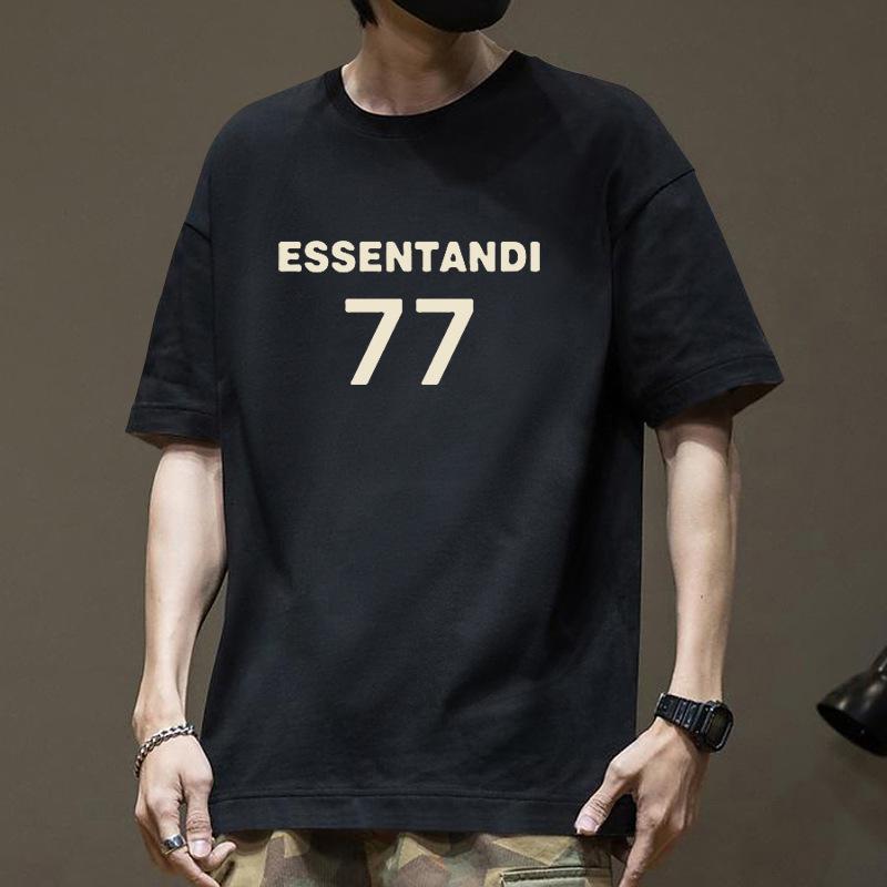 Cotton Short Sleeved T-shirt Men's Summer Trendy Printed Round Neck Shirt Loose Trendy Breathable T-shirts
