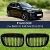 Car Gloss Black Bumper Grill Racing Grille for BMW X1 F48 F49 2016-2019 Double Line Slat Grills M Style 51117383363 51117383364