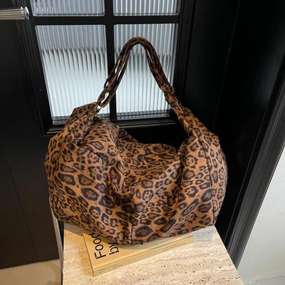 Bolsas crossbody de nylon casual de grande capacidade com estampa de leopardo, bolsas de ombro de alta qualidade com zíper, moda para deslocamento diário
