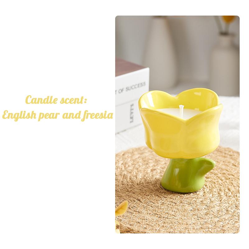 Scented Candle Tulip Flower Shape Creative Gift Handmade Birthday Scented Candle Home Decoration Holiday Decoration