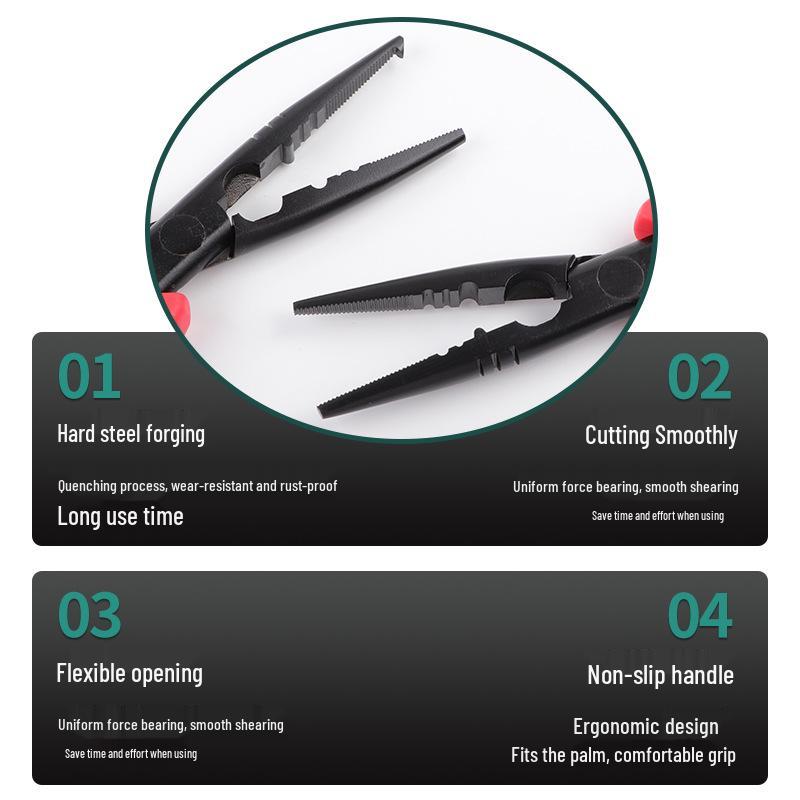 Rust-Proof Teflon Needle-Nose Pliers with Hook, Bent Nose, Multifunctional Electrician's Tool, Non-Stick Wire Gripping Pliers