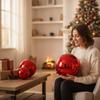 Glossy Tree Ornament with Gold Cap Easy to Hang Decoration Sturdy for Mantel
