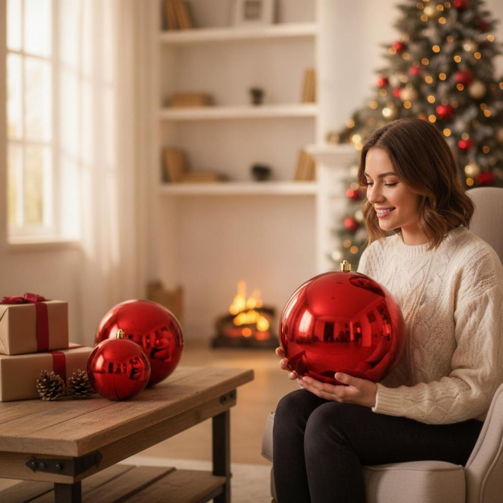 Glossy Tree Ornament with Gold Cap Easy to Hang Decoration Sturdy for Mantel
