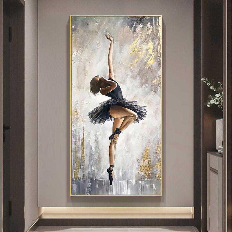 Elegant Dancing Girl Woman Canvas Painting Poster Ballerina Wall Art Print Decorative Picture Modern Living Room Home Decor Unframed