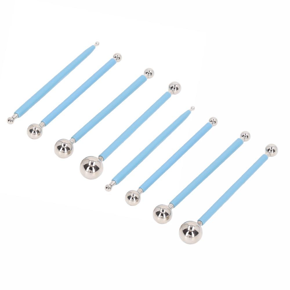 8 шт. 16 Шариковых Головок Инструменты для Моделирования Шариками Металлические Шариковые Головки Разных Размеров Двусторонние Инструменты Нержавеющая Сталь Двусторонние