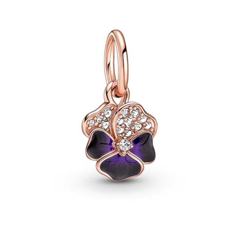 Charms Diy Women Jewelry Gift Sparkling Rose Gold Flowers & Hearts Family Tree Daisy Flower Beads Fit Original Bracelet