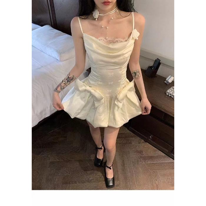 

Jacquard dress summer new princess style party dress bud birthday skirt S абрикосовый