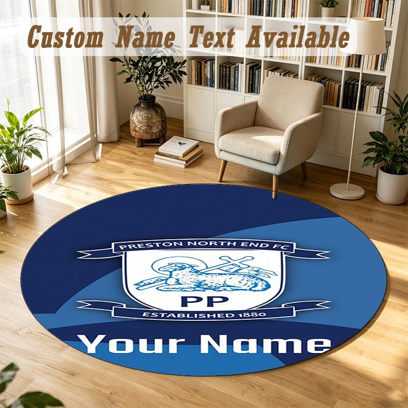 Round Rug Custom NamePreston North End Pattern Non Slip Carpet Home Floor Decor